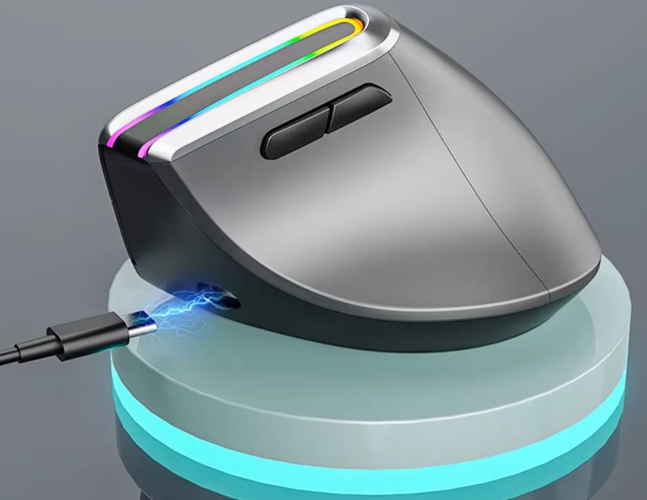 Souris Ergonomique Gaming Sans Fil RGB 8D – Triple Mode (2 Bluetooth + USB), rechargeable