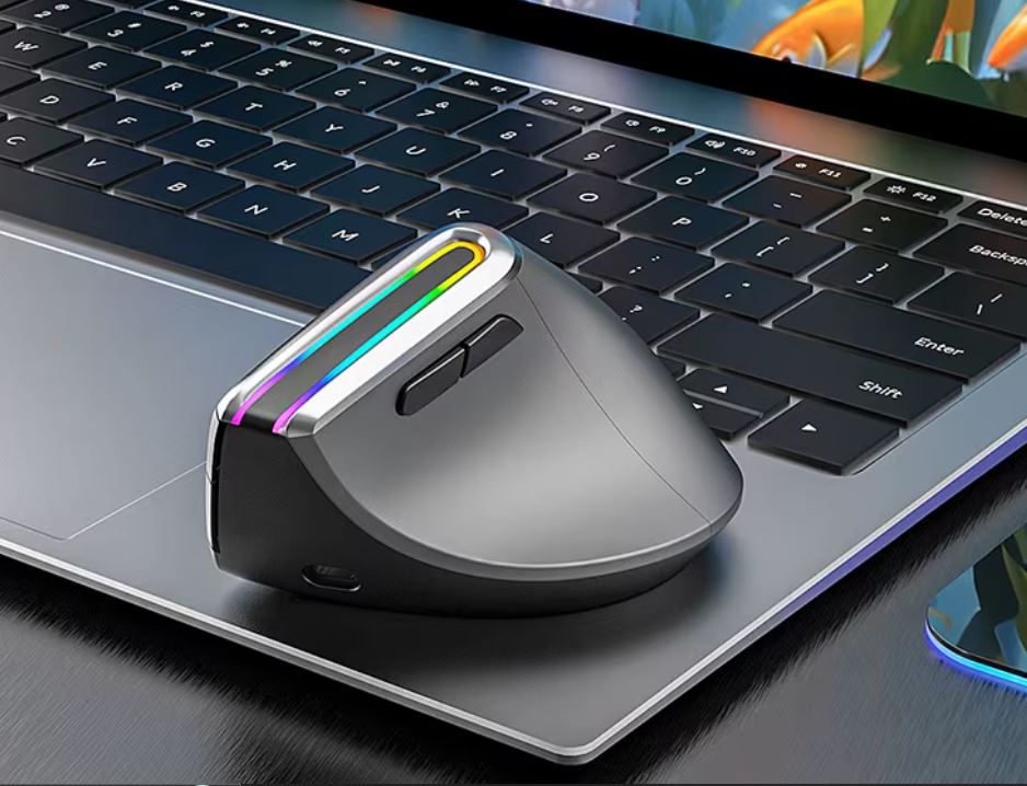 Souris Ergonomique Gaming Sans Fil RGB 8D – Triple Mode (2 Bluetooth + USB), rechargeable