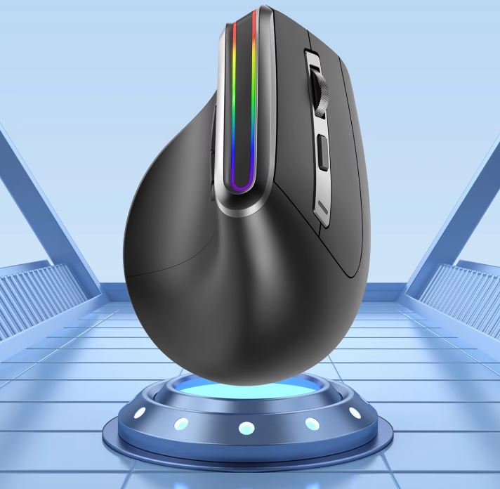 Souris Ergonomique Gaming Sans Fil RGB 8D – Triple Mode (2 Bluetooth + USB), rechargeable