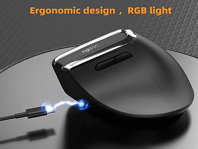 Souris Ergonomique Gaming Sans Fil RGB 8D – Triple Mode (2 Bluetooth + USB), rechargeable